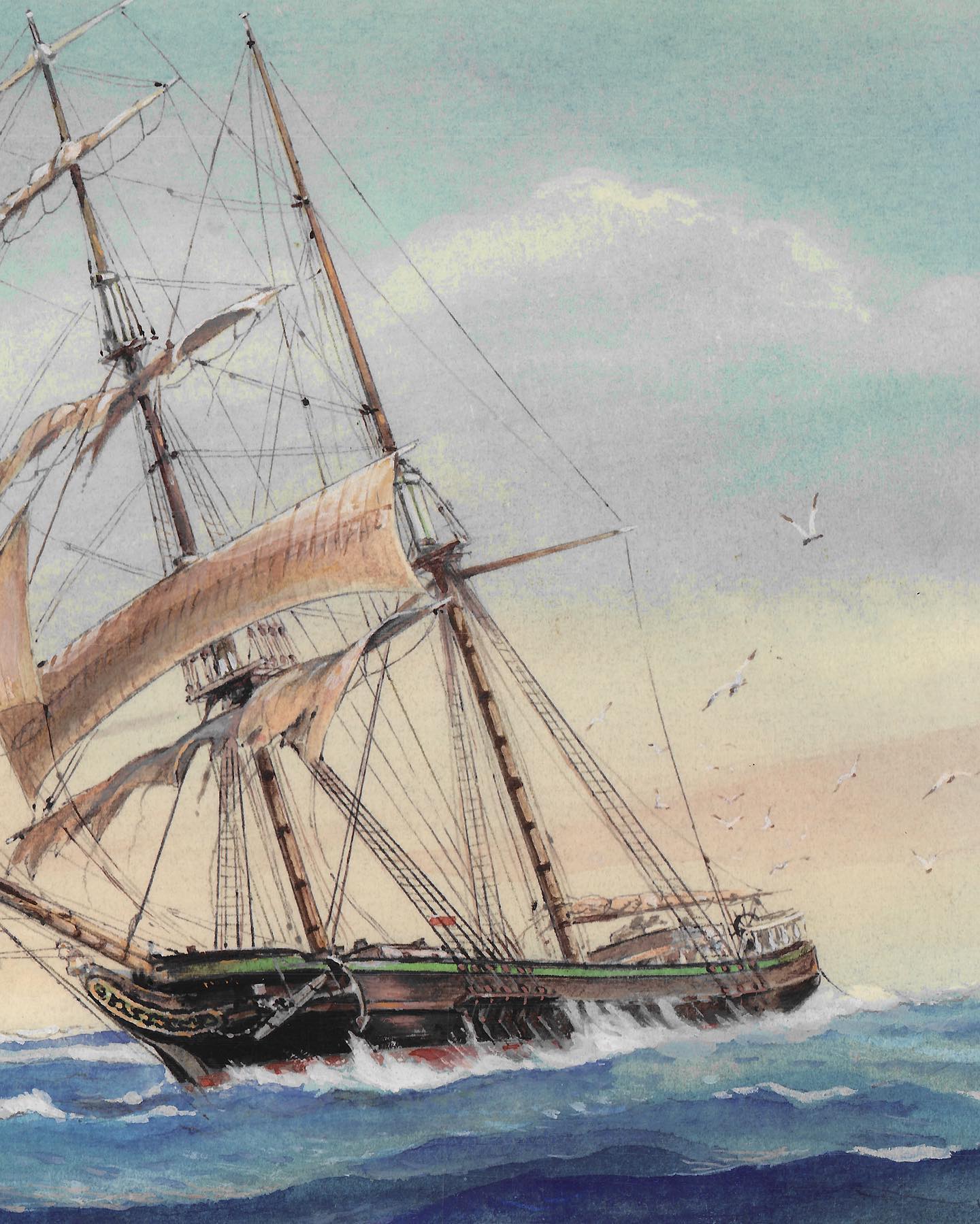 Merchant brigantine Mary Celeste. At first sight, this illustration by E. W. Wojschwillo does not seem specially creepy. It nevertheless shows a scene of one of the greatest mysteries in maritime history: the fate of the Crew of the Mary Celeste.
