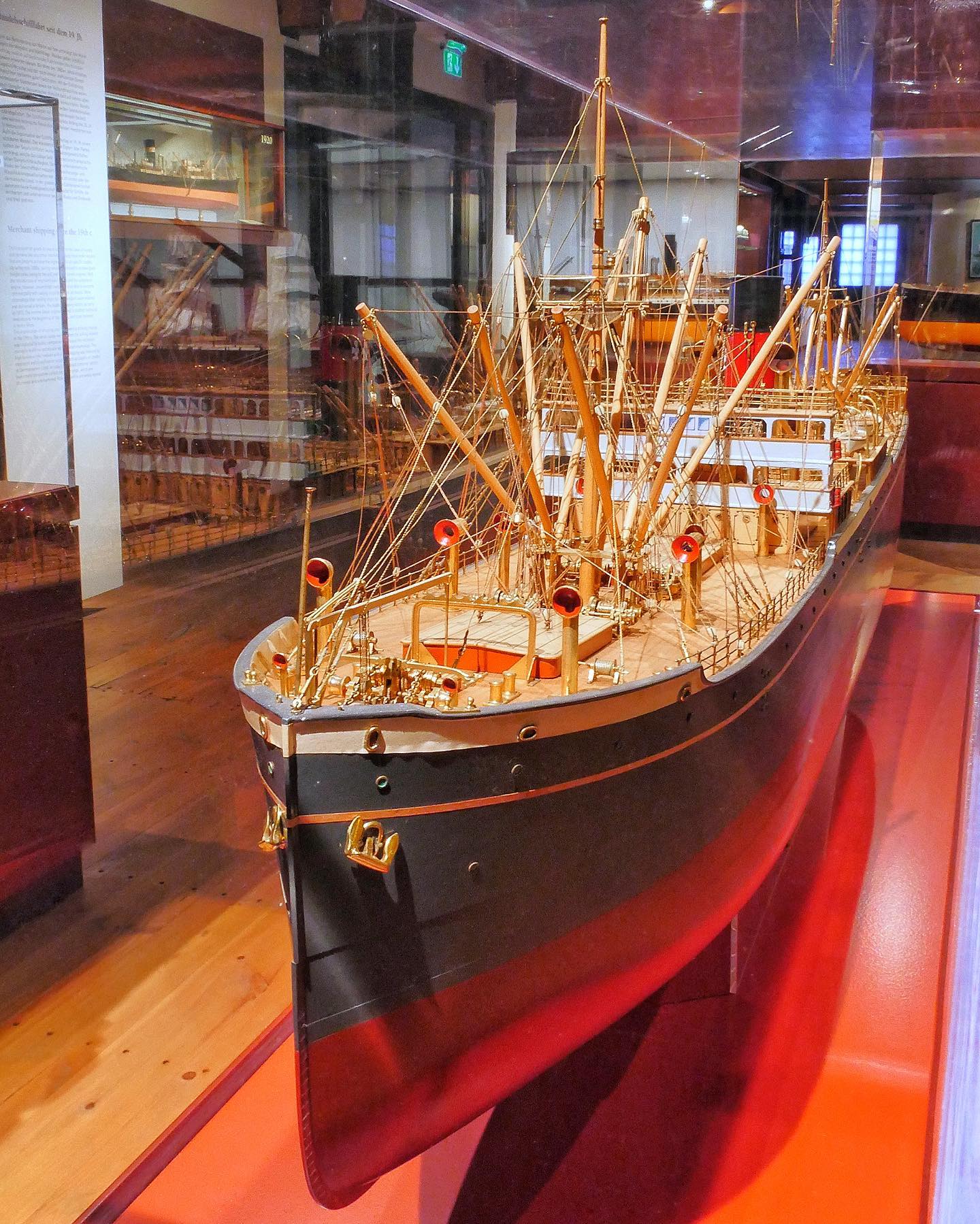 General Cargo Ship Japanese Prince. Her magnificent yard model in a scale of 1:100 is one of the jewels that stand in our exhibition on the history of modern maritime logistics on deck 6 of the museum.