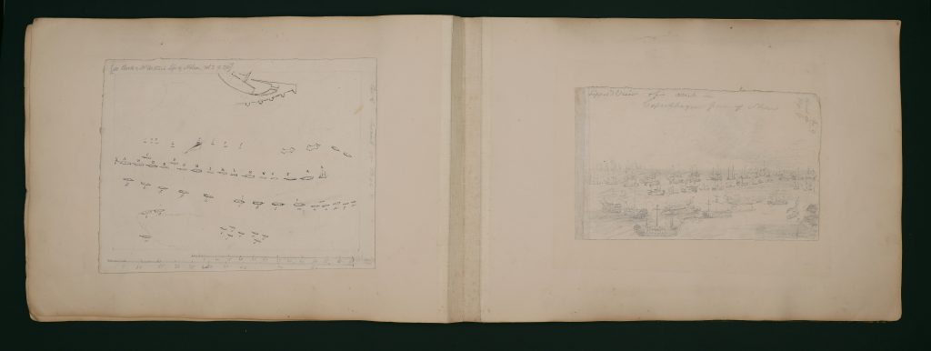 Zeichenbuch von Robinson Kittoe für die Schlacht von Kopenhagen (1801). Digitalisierung Internationales Maritimes Museum Hamburg.