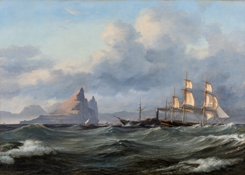 Anton Melbye (1818-1875), In the Strait of Gibraltar, 1845, Oil on canvas, BS Maritime Art Collection