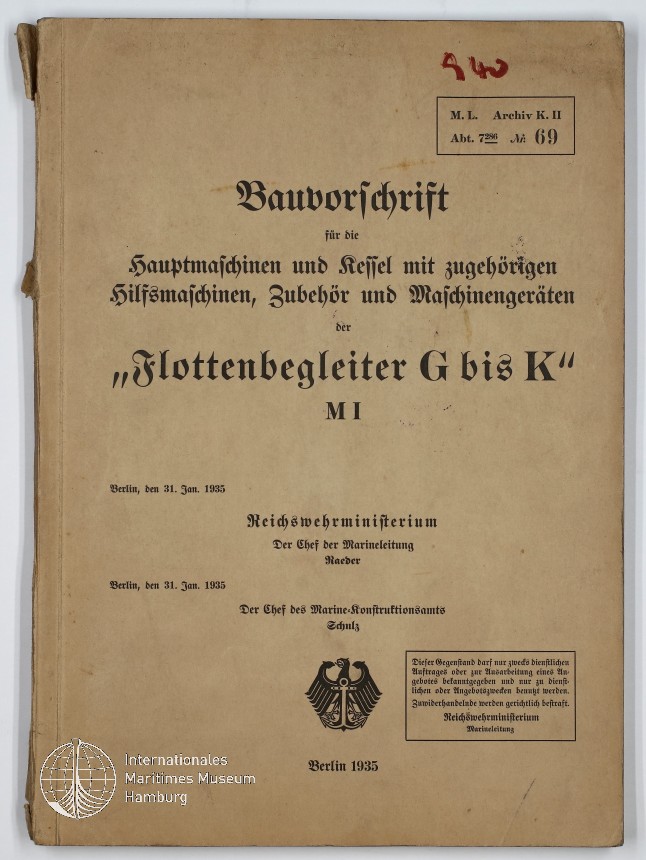Bauvorschrift Hauptmaschinen u. Kessel mit zugehörigen Hilfsmaschinen, Zubehör und Maschinengeräten Flottenbegleiter G-K