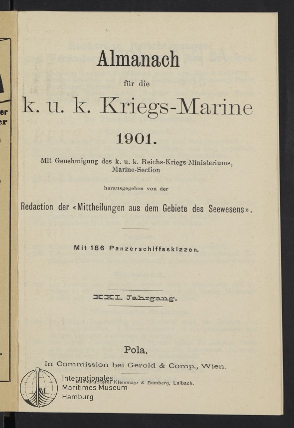 Almanach für die k. u. k. Kriegs-Marine 1901.