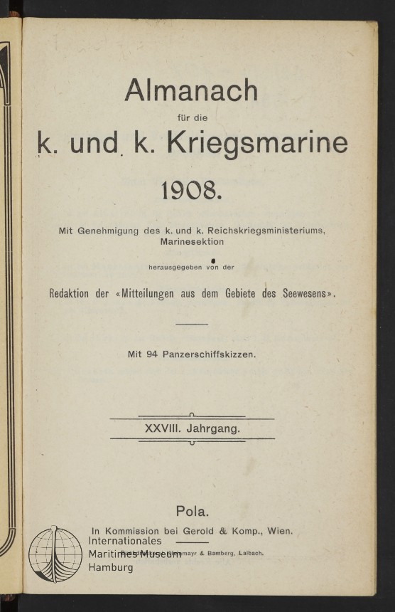 Almanach für die k. und k. Kriegsmarine 1908.