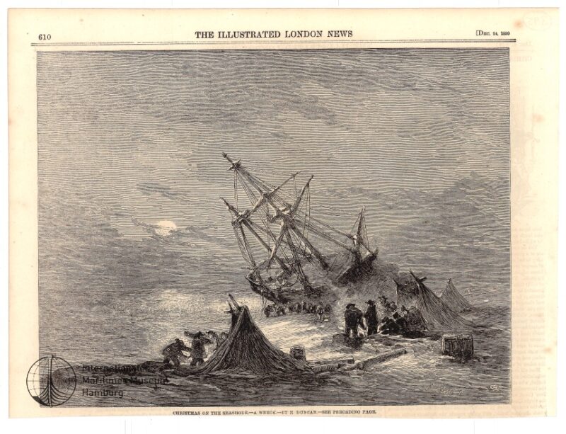 Christmas on the Seashore, a Wreck, by E. Duncan