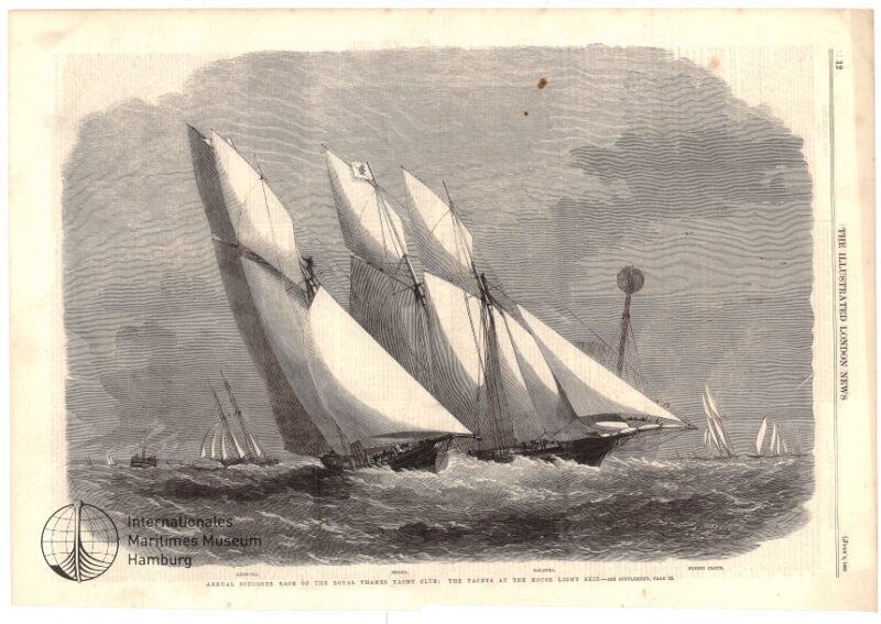 Annual Schooner Race of the Royal Thames Yacht Club: The Yachts at the Mouse Light Ship ('Leonora', 'Shark', 'Galantea', 'Flying Cloud')