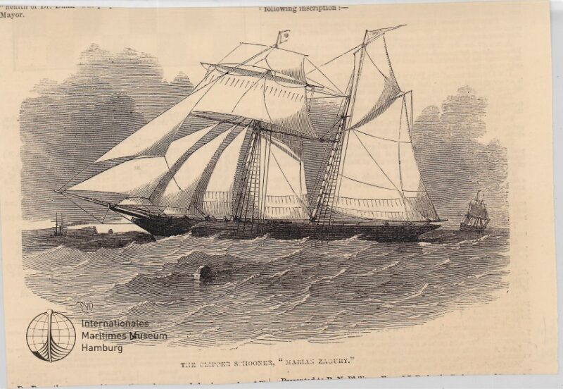 The clipper schooner 'Marian Zagury'