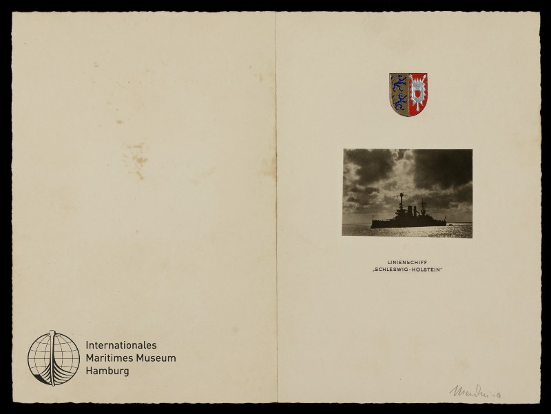 Speisekarte des Linienschiffs "Schleswig-Holstein"