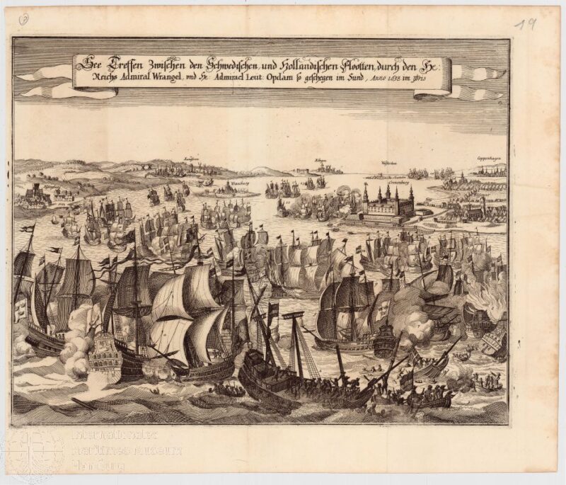 See Treffen zwischen den Schwedischen und Holländischen Flootten durch den He: Reichs Admiral Wrangel und He: Admirael Leut: Opdum, so geschehen im Sund, Anno 1658 im 9bris (November)