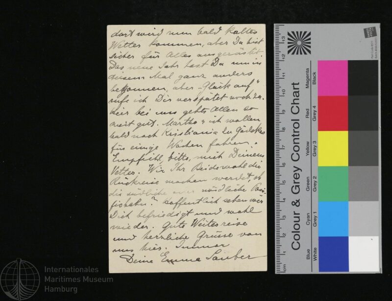 Postkarte von [Emma Sauber] an Anna Kannengiesser