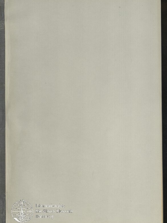 Leere beigefarbene Seite eines aufgeschlagenen Buches mit grauem Buchrücken links, schwarzem Rand und weißem Logo sowie dem Schriftzug 