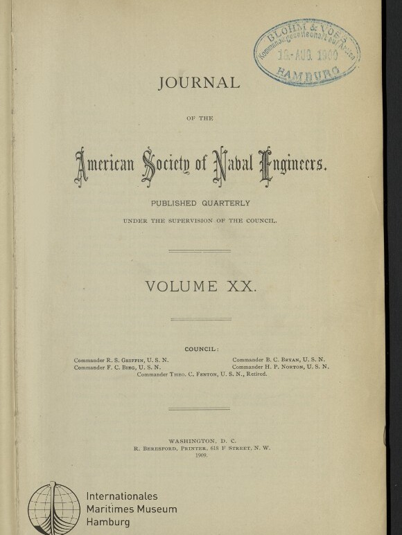 Titelseite des Journals der American Society of Naval Engineers, 