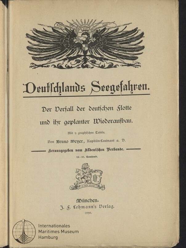 Titelblatt eines antiquarischen Buchs mit großem historischem Doppeladler-Emblem oben, dem Titel 