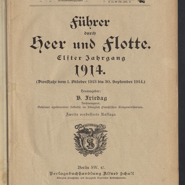 Titelblatt eines deutschen Militärjahrgangs in schwarzer Frakturschrift mit großer Überschrift 