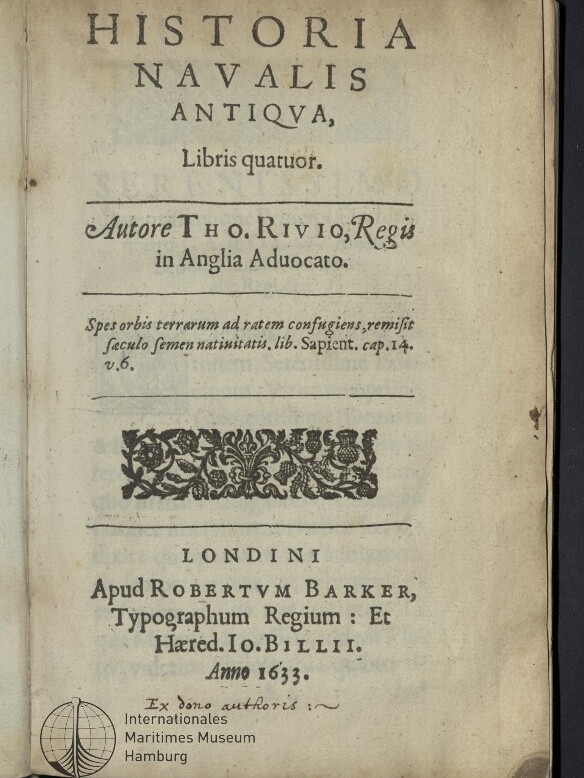Titelseite einer stark gealterten lateinischen Buchausgabe (Anno 1633) mit dem Titel 