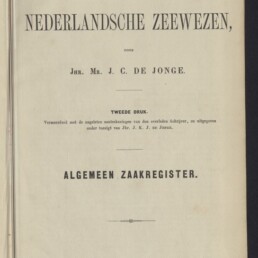 Titelseite des niederländischen Buchs 'Geschiedenis van het Nederlandsche Zeewezen', Haarlem 1862, mit Museumsstempel.