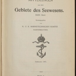 Titelblatt einer deutschen Seewesen-Publikation (1907) mit großem Titel, Krone-Anker-Emblem und Verlagsangaben.