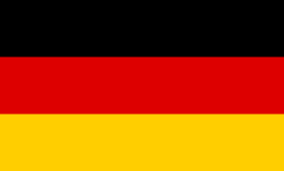 Schwarz-rot-goldene Flagge Deutschlands mit drei gleich breiten horizontalen Streifen.