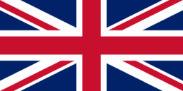 Union Jack: rote, wei&szlig;umrandete Kreuz- und diagonale Streifen auf blauem Grund.
