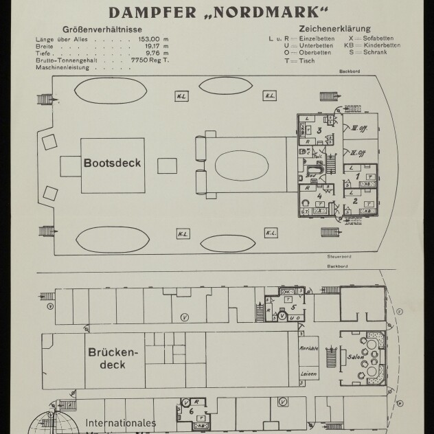 Deckplan des Dampfers 