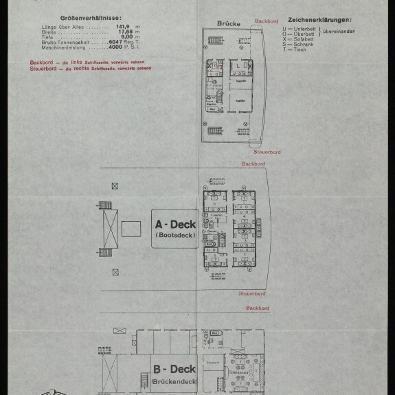 Deckplan des Turbinen-Dampfers 